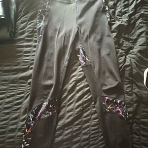 Black Leggings with Colorful Accents